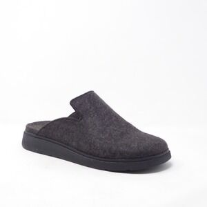 FitFlop Mens GEN-FF E01 Felt Mules All Black Gray Clog Slippers Size 13